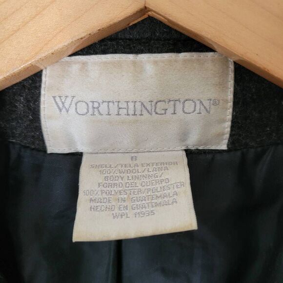Worthington 100% Wool Charcoal Long Coat Women’s Medium Vintage Classic Button F - Picture 3 of 8